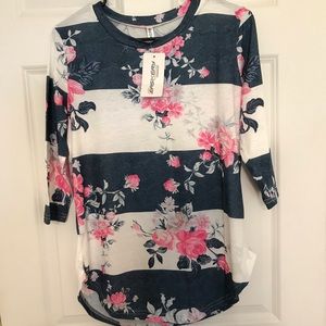 3/4 Sleeve Floral Top